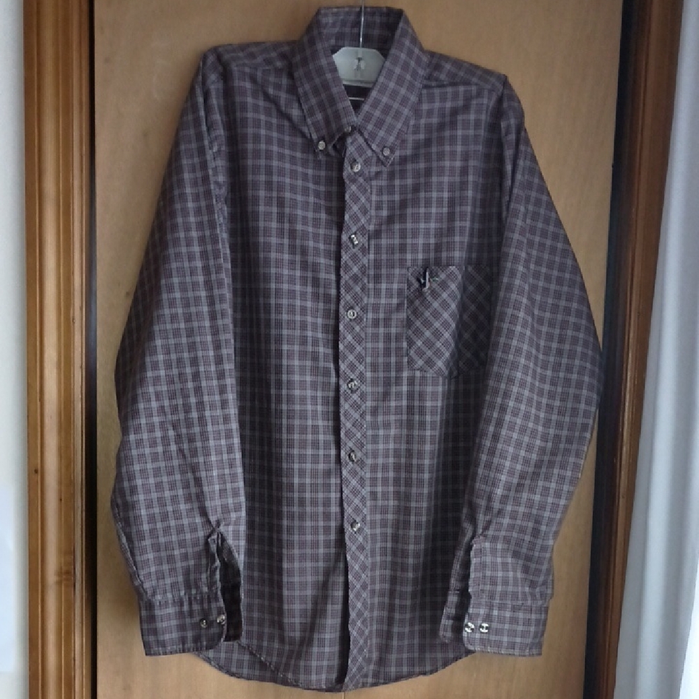 Men's Casual Maroon Checkered Shirt